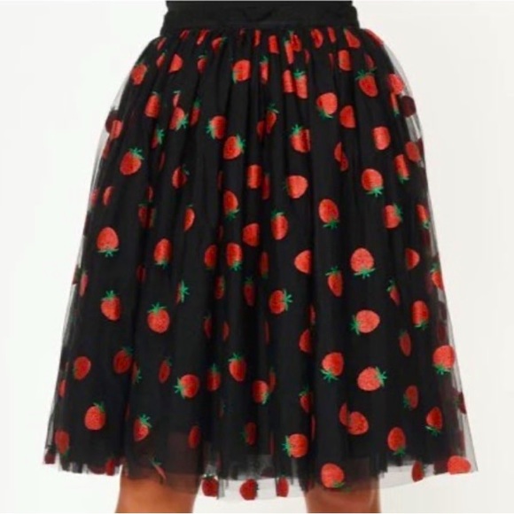 Unique Vintage Skirts Glitter Strawberry Unique Vintage 95s Style